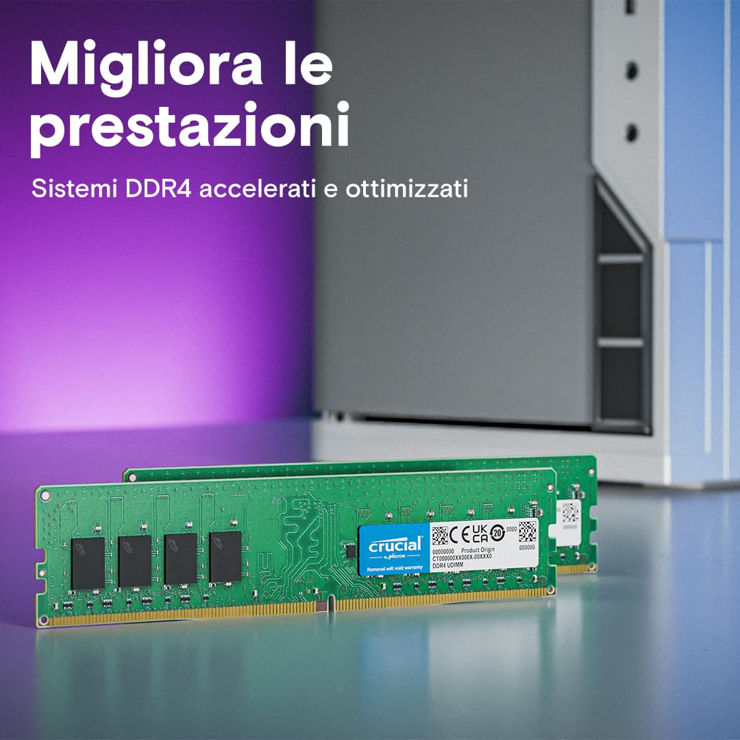 Crucial RAM DDR4 16GB Kit (8GBx2) 2400MHz CL17, Memoria PC