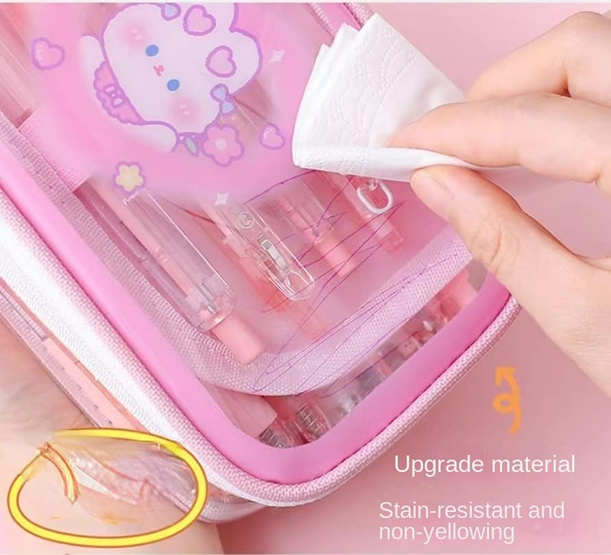 Astuccio Trasparente In TPU Con Cerniera, Organizer Per Cancelleria, Matite, Trucco E Viaggio, Estetico E Impermeabile, Rosa - 6