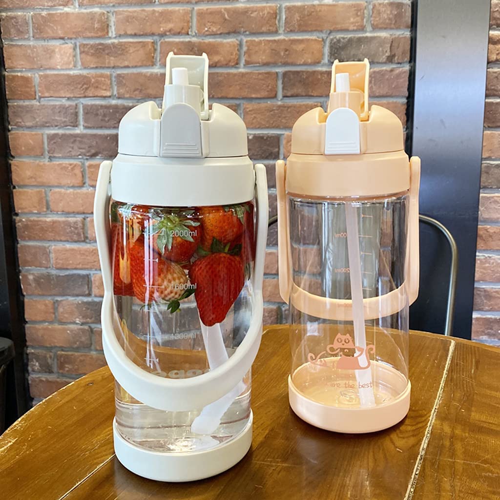 Bouteille d'eau Grande tasse d'eau Sports en plein air Portable Coupe d'eau de grande capacité Coupe d'une paille anti-chute des hommes et des femmes tasse à emporter Bouteille Isotherme Gourde Sport