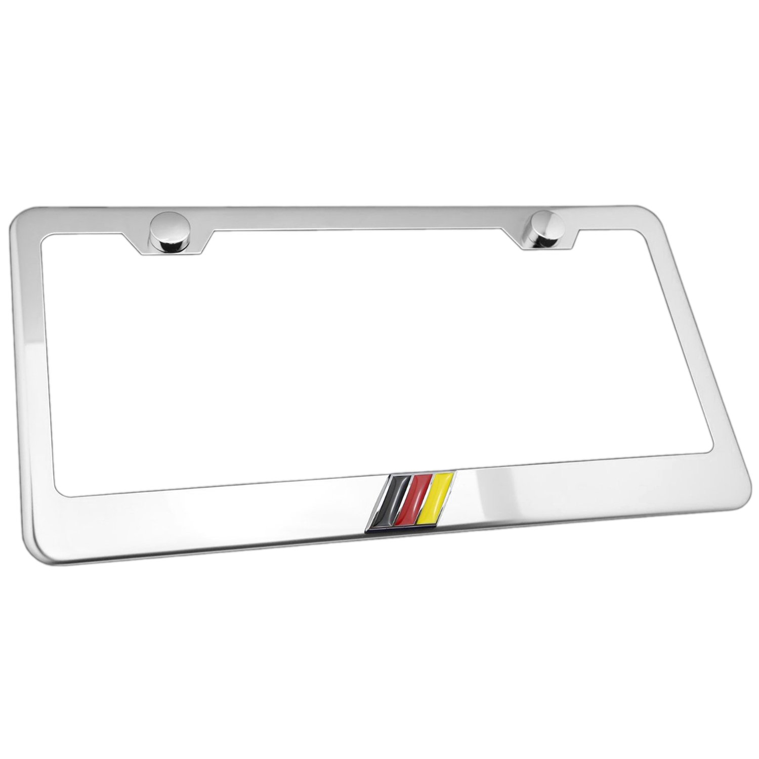 German 3D Flag Emblem Stainless Steel License Plate Frame