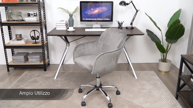 Sedia Ufficio Ergonomica Yaheetech In Velluto - Girevole E Reclinabile | Altezza Regolabile, Portata 136kg - Foto 5