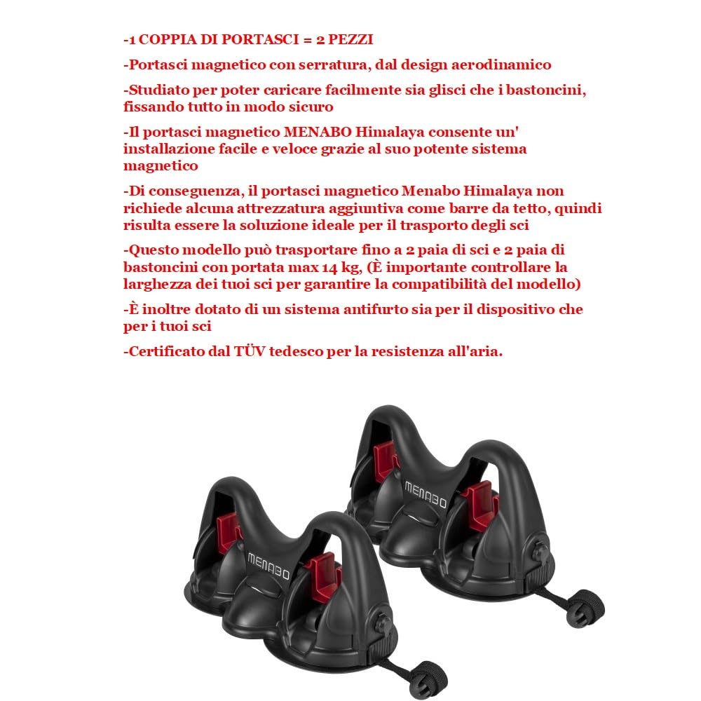 Compatible con Mini One/Cooper 5P dal 14 in POI 18 Smooth PORTAESQUÍS para 2 Pares DE ESQUÍS + 2 CAÑAS DE ESQUÍ MAGNÉTICAS con IMANES para Techo DE Coche HOMOLOGADO