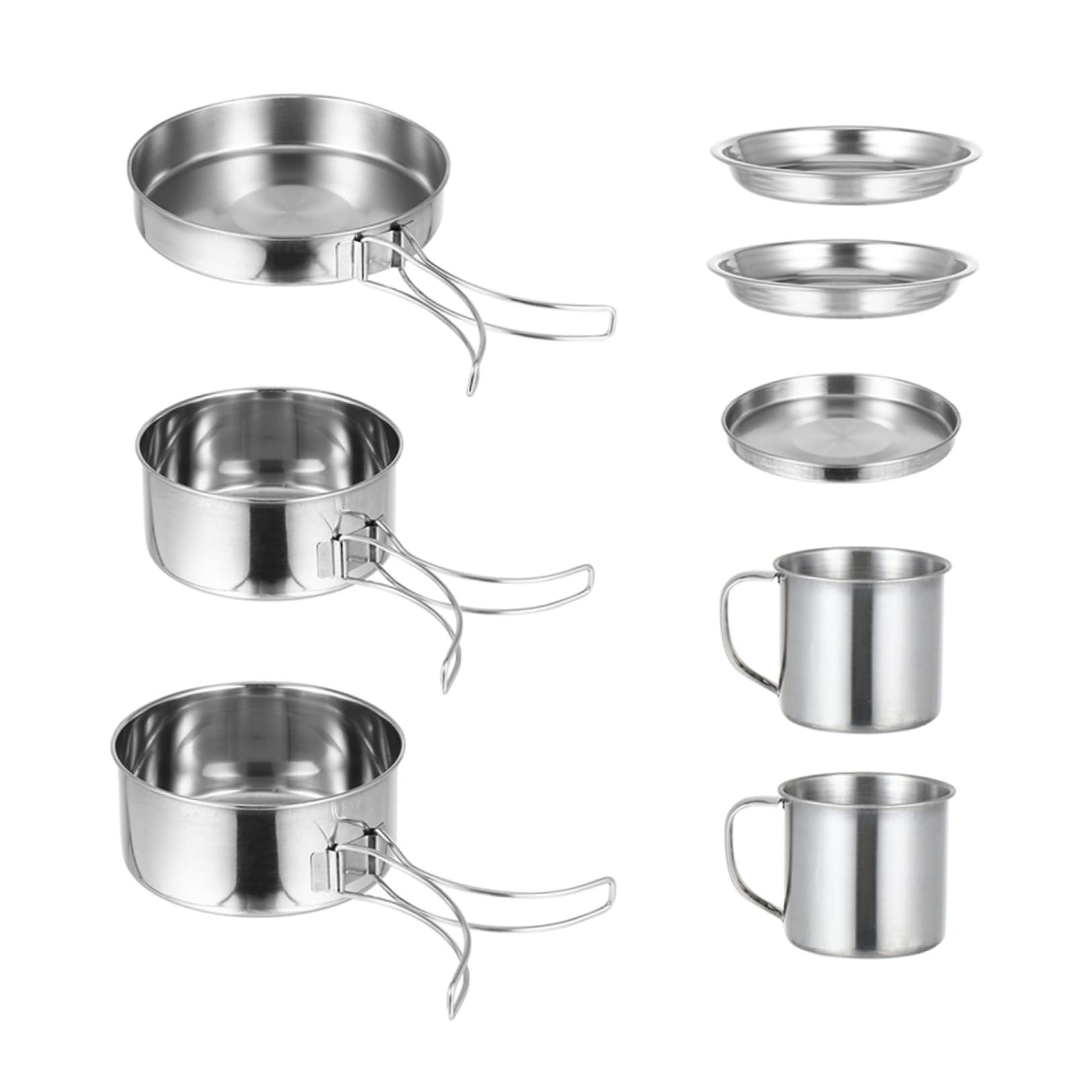ABOOFAN Kit Cuisine Camping en Acier Inoxydable 8 Pièces Casseroles Pliantes Résistantes pour Randonnée et Barbecue en Plein Air 5-6 Personnes