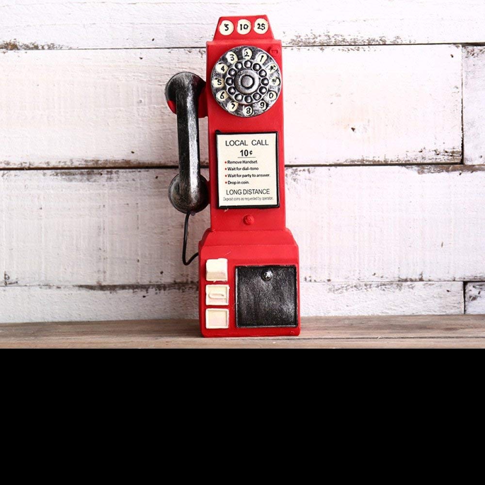 Téléphone rétro rouge en résine pour étagère maison et bureau, figurine design