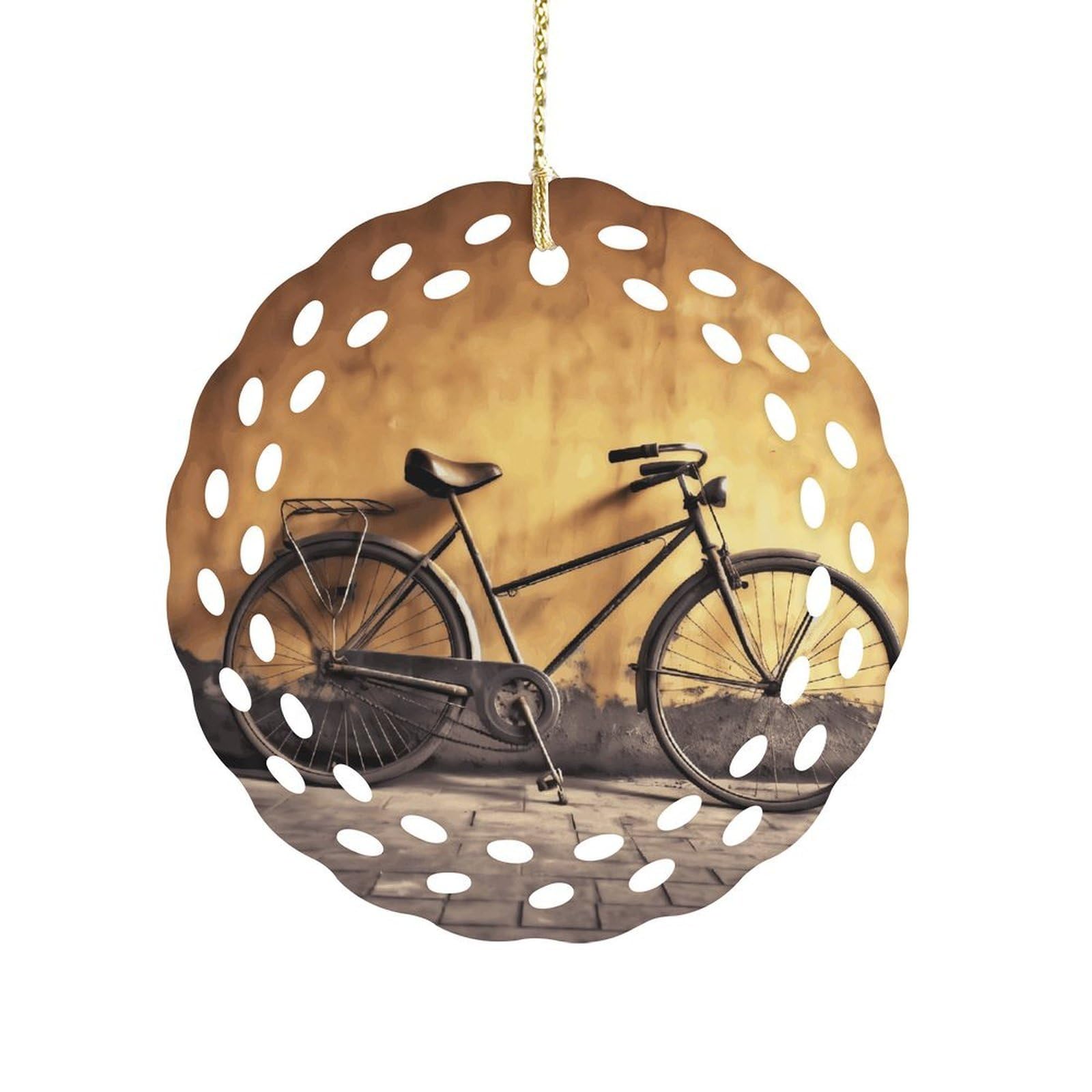 Old Bicycle Christmas Ornament Holiday Hanging Decoration Xmas Tree Keepsake Personalized Xmas Tree Ornament Round Ceramic Ornaments for Keepsake Gifts Ideas Home Decor