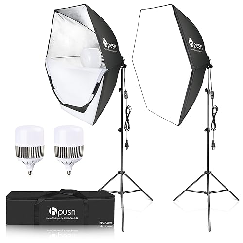 HPUSN LED Softbox Lighting Kit Professional Photography Equipment 25x25 Inch 2700-6500K 85W Dimmable LED Light for Portrait Photography, Video Recording