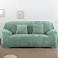 Vista 13 de vctops Funda elástica para sofá de 4 plazas de terciopelo de felpa, 1 pieza, con parte inferior elástica, protector de muebles suave y esponjoso