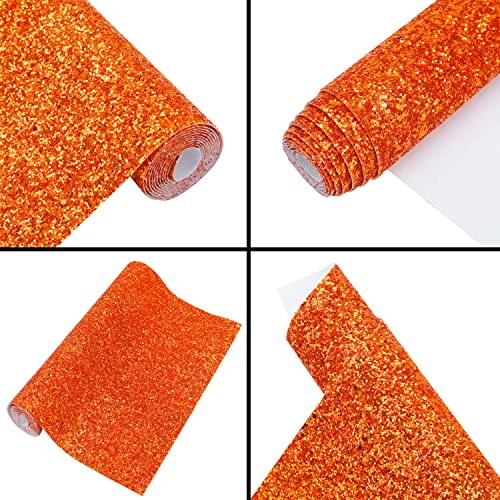 Image of Burnt Orange Chunky Glitter Faux Leather Roll 12 x 52 Inch, Sparkly Autumn Halloween Craft Material for Bows, Crafts (16013#30)