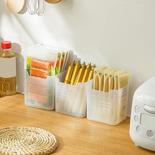 Miniatura 5 de iplusmile Caja de almacenamiento apilable para nevera, 6 unidades, material de grado alimenticio para cocina y despensa, asas laterales