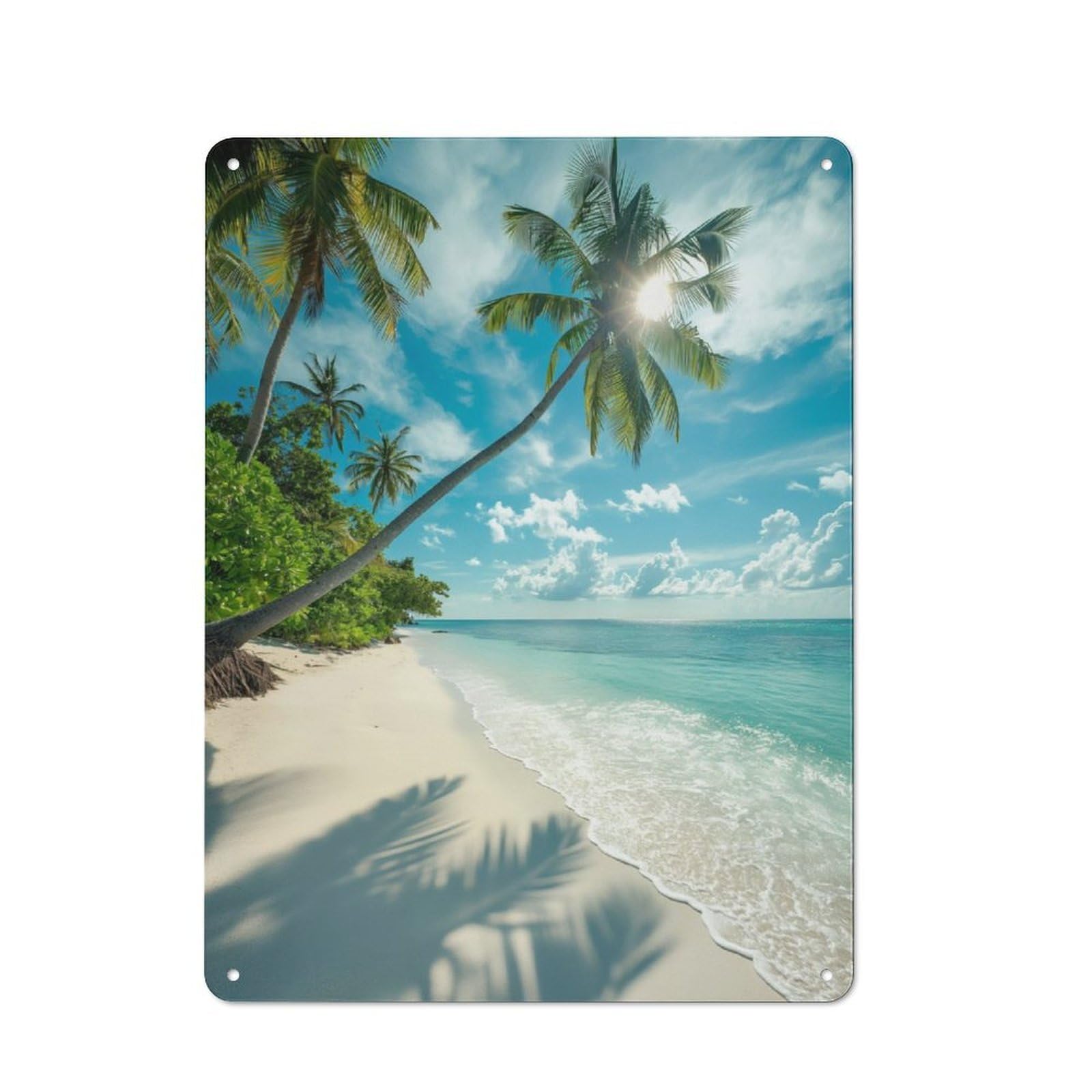 Vintage Tin Sign with Tropical Beach Serenity Design 40x30cm, Nostalgic Nostalgic Wall Art for Living Room, Hallway, Kitchen Or Cafe