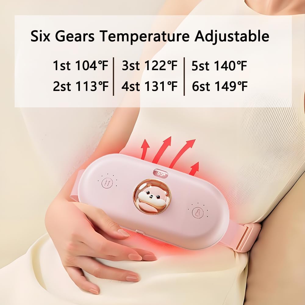 Heating Pad for Period Cramps, Portable Cordless Electric Belt Pain Relief Device with 6 Heat Levels and 12 Massage Modes, Menstrual Cramps and Cold, Gets Hot Tools Are Suitable For Women, Girls Gifts - Image 5
