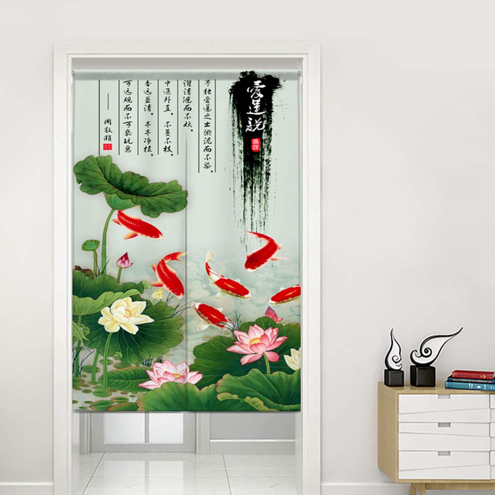 Tapisserie de rideau de porte noren style japonais séparateur de pièce lin et coton 160x90
