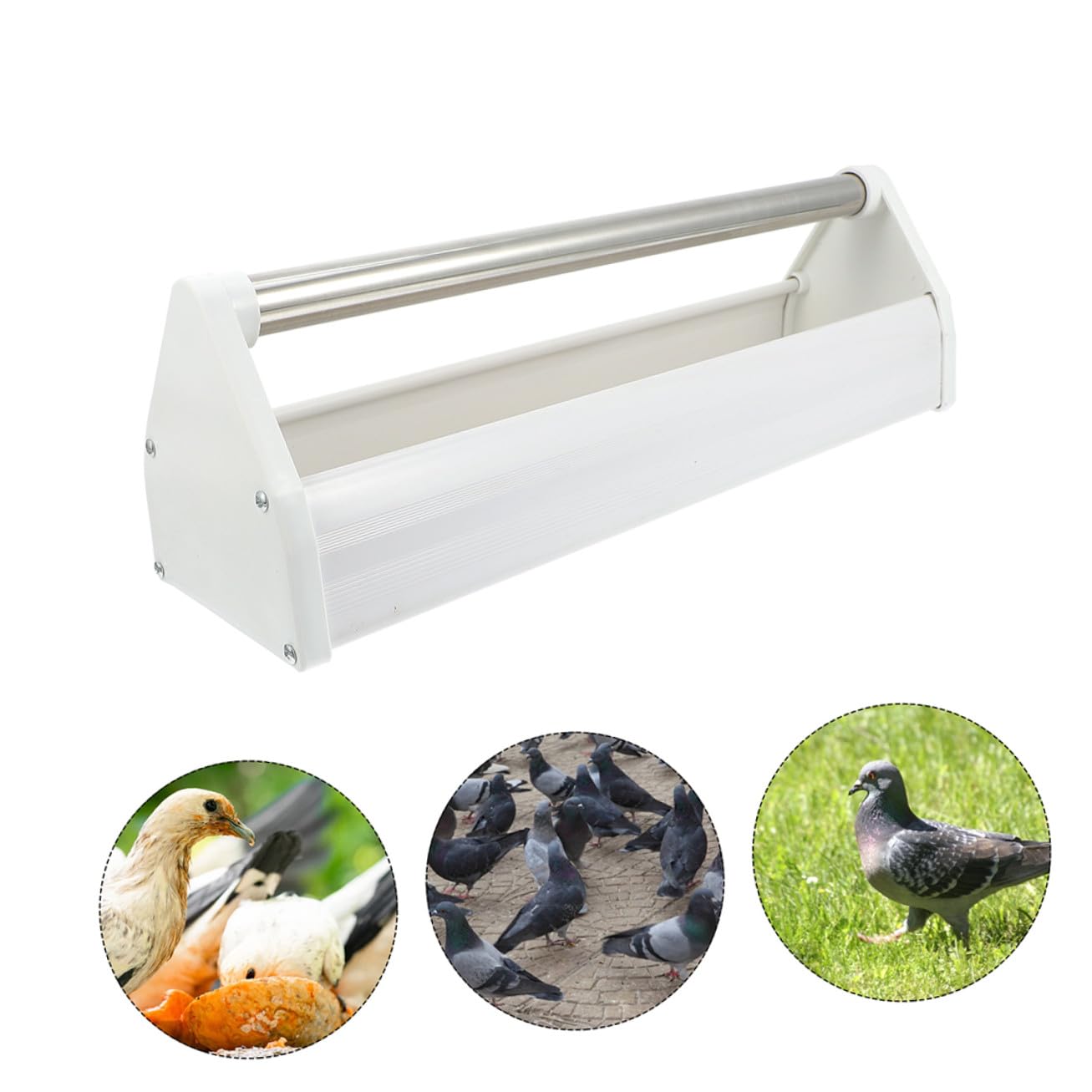 jojofuny Mangeoire à Pigeons 2 Pièces en Plastique Et Acier Inoxydable 40 Cm pour Oiseaux Petits Et Perruches Usage Extérieur Intérieur