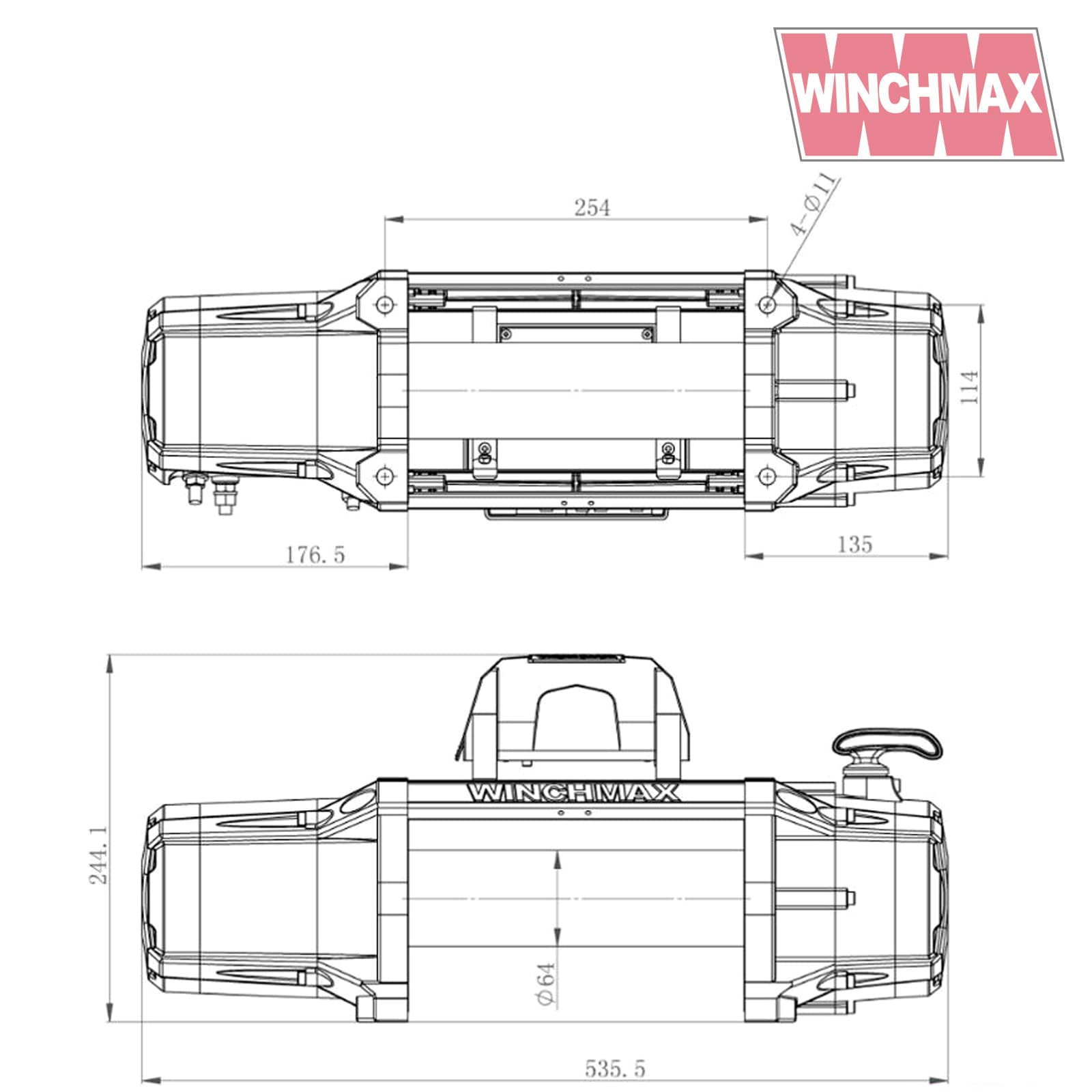 Winchmax 13.500 Libras (6.123 kg) Serie SL Cabrestante eléctrico Original Naranja de 12v. Cuerda de Dyneema, Control Remoto inalámbrico Doble.