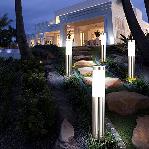 2er-Set Außenbereich Steh Lampe IP44 Beleuchtung Garten Leuchte Edelstahl modern - 5