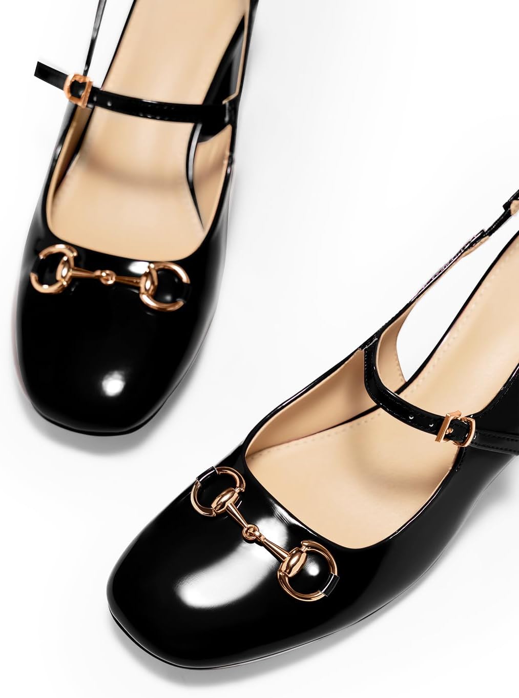 PiePieBuy Womens Slingback Chunky Heels Mary Jane Shoes Slip On Buckle Strap Dress Shoes Closed Round Toe Pumps - Image 4