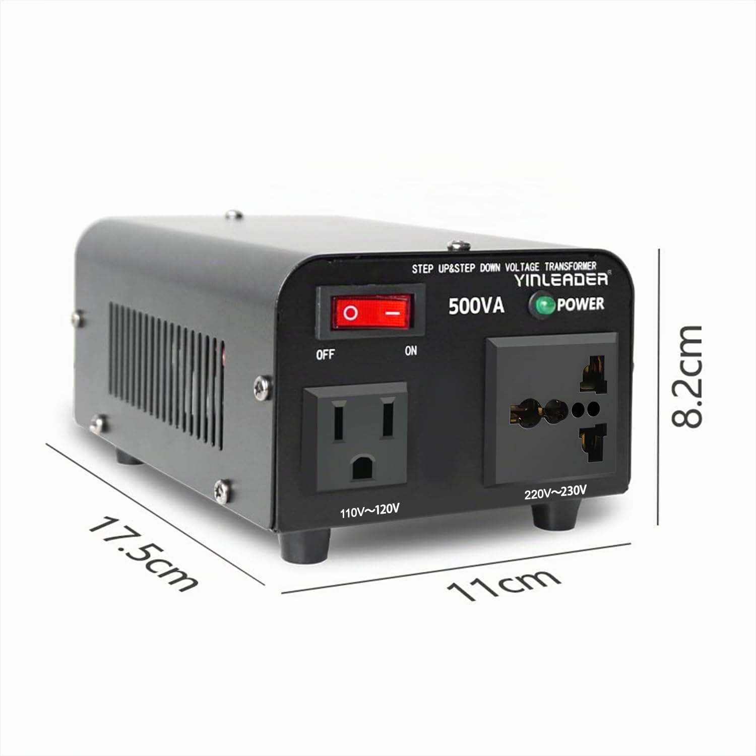 Yinleader Trasformatore di tensione 500VA - Convertitore di tensione da 230V a 110V/110V a 230V