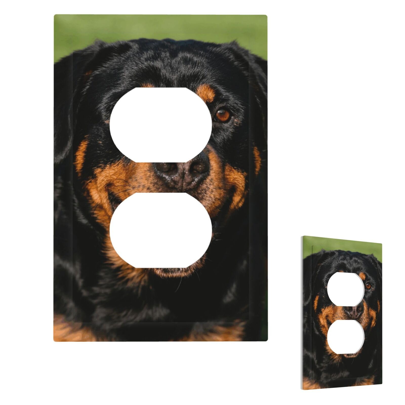 Rottweiler Wall Plate Cover Modern Decorative 1 Gang Light Switch Cover Unbreakable Receptacle Outlet Covers For Living Room Bedroom Home Decor Duplex