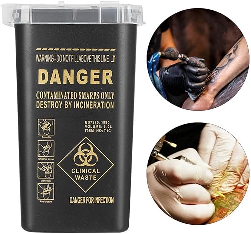 Miniatura 2 de LIZEALUCKY Contenedor de eliminación de agujas de riesgo biológico Contenedor de eliminación de objetos punzantes Contenedor de plástico desechable