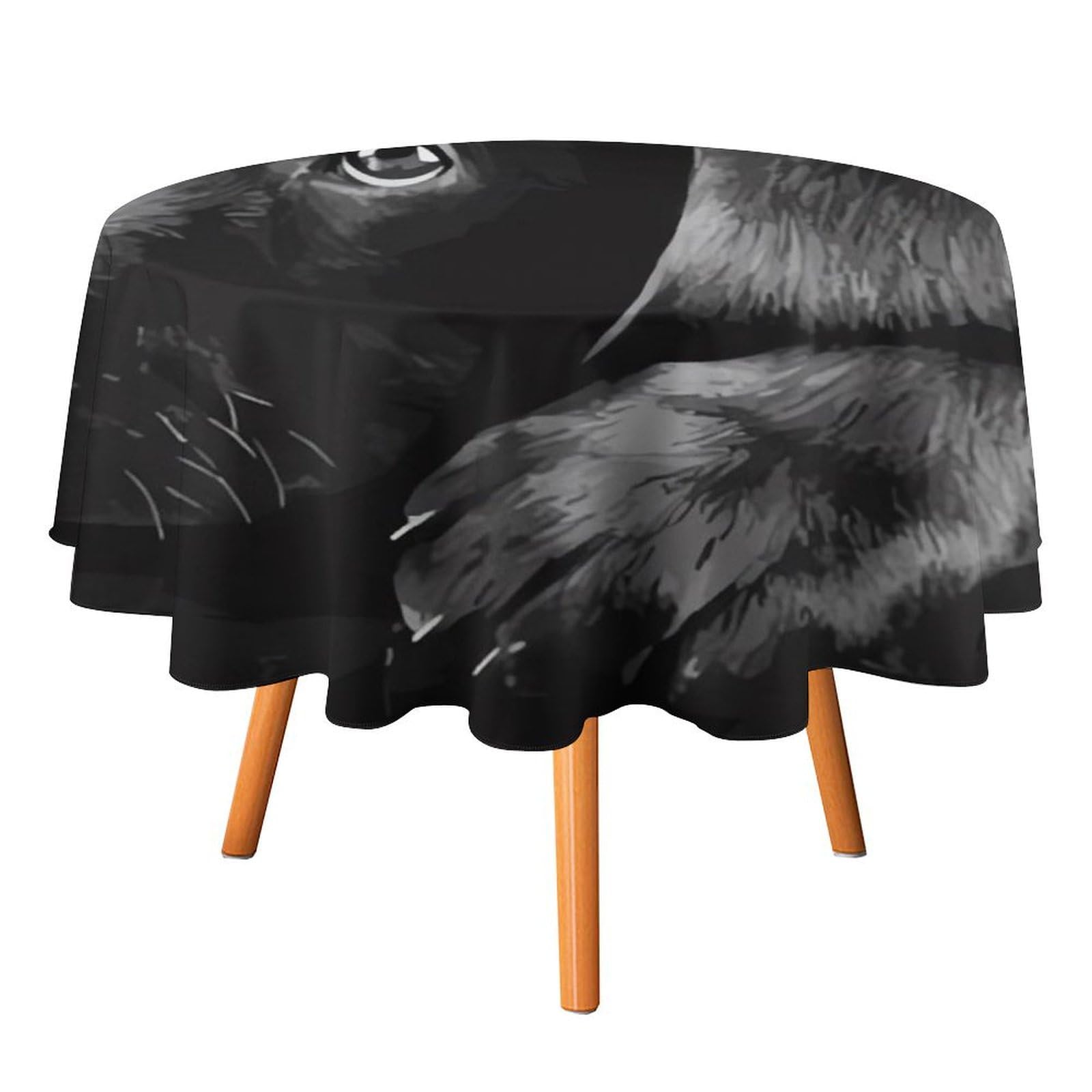 Nappe ronde labrador noir 91 cm imperméable pour table de salle à manger