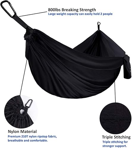 Miniatura 3 de Gold Armour hamaca de campamento, de tela de paracaídas, de marca estadounidense, tamaño único, 2correas para árbol, 10 trabillas20pies incluidos,