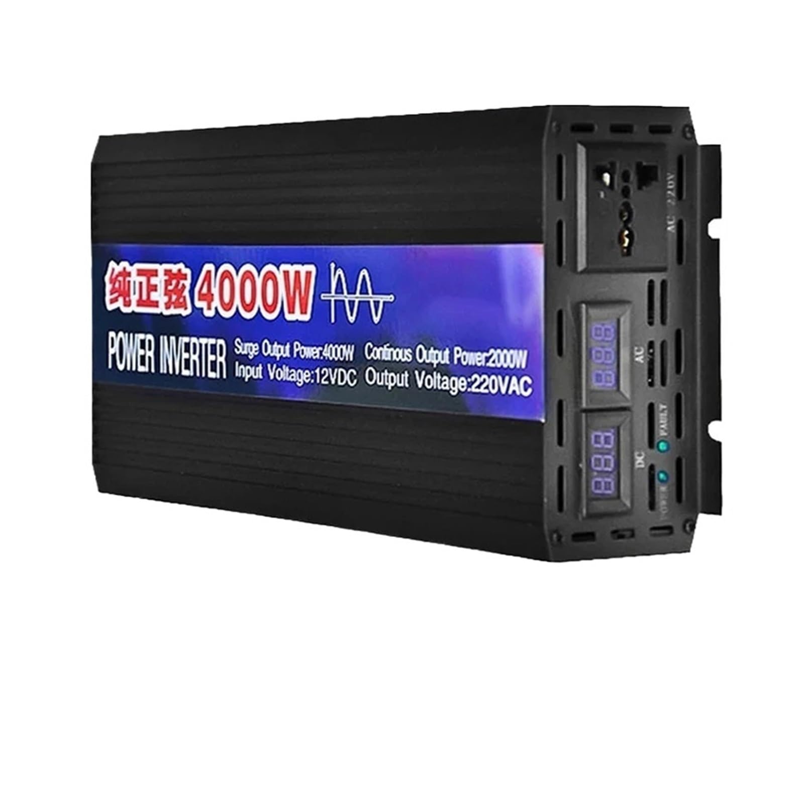4000W 3000W 2600W 2000W 1600W 1000W Pure Sine Wave Inverter DC 12V To AC 220V 60Hz Power Car Inverter with LED Display Converter(4000W)