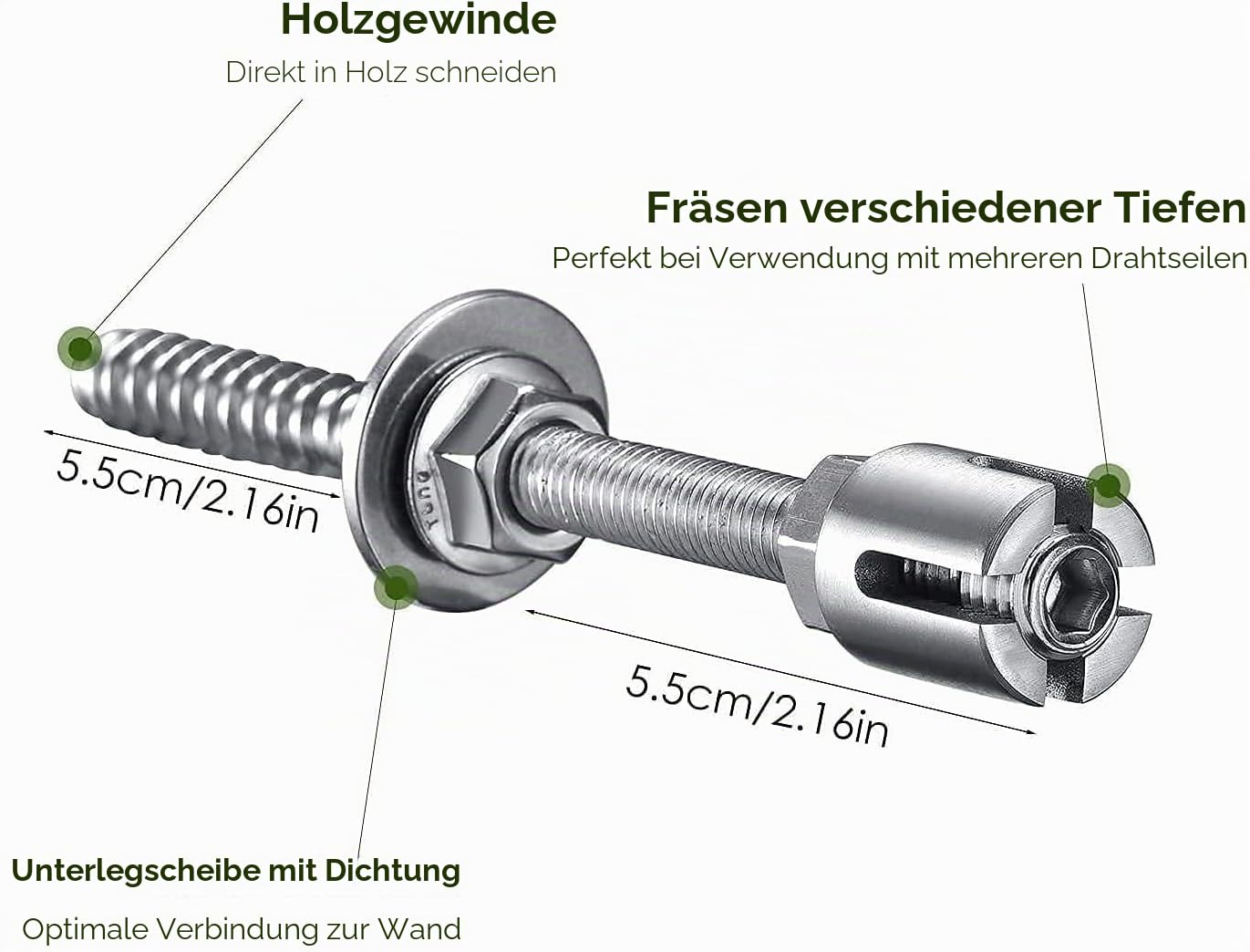 S SMAUTOP Rankhilfe aus Edelstahl für Kletterpflanzen, Profi-System als Komplettset mit Wandhaltern und 3mm Stahlseil (8 Halter, 12m Seil