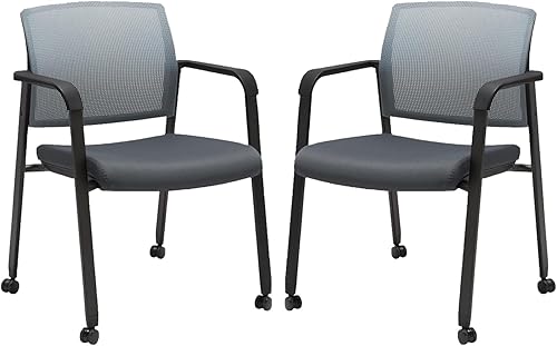 Miniatura 13 de CLATINA Sillas apilables con respaldo de malla, silla de oficina de tela tapizada, fram de metal resistente y soporte lumbar ergonómico