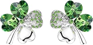 Four Leaf Clover Necklace - Green St.Patrick's Day Earrings for Women - Shamrock Earrings - Irish Jewelry - Shamrock Pin Brooch - Green Clover Necklace, Earrings, Bracelet, Brooch