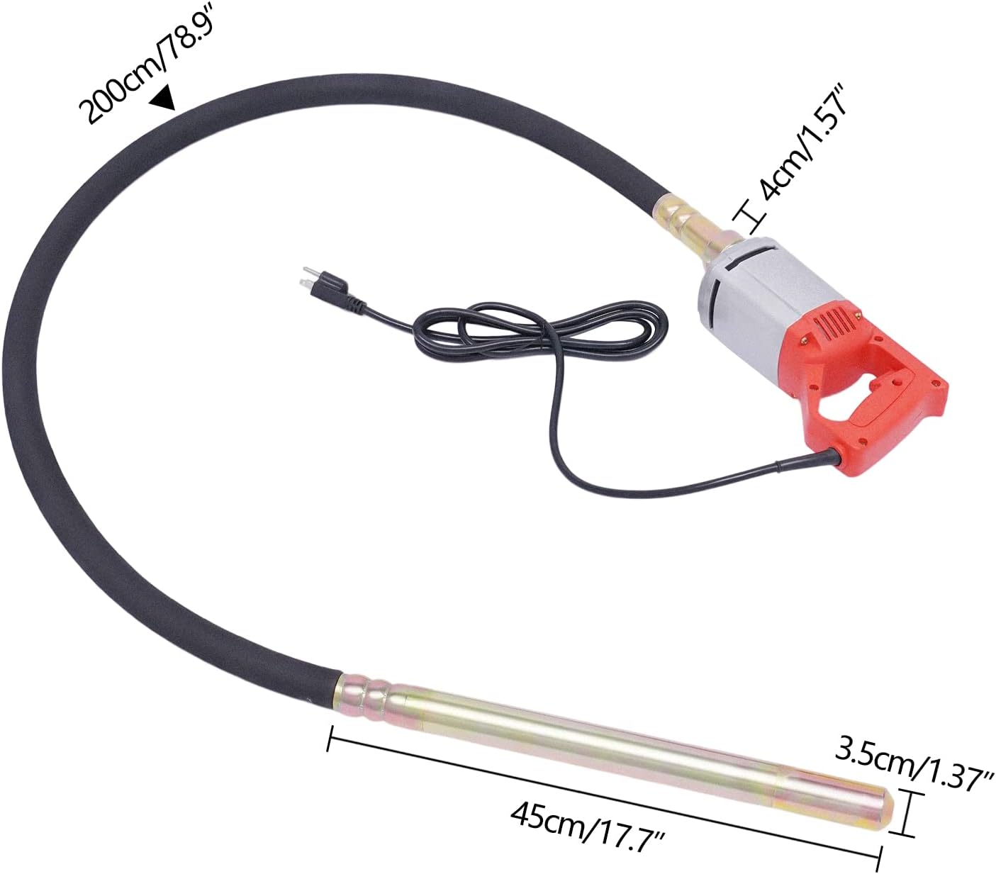 Eapmic Pencil Concrete Vibrator 1300W 4000RPM Electric Concrete Vibrating Tool 14400VPM Pencil Vibration Tool Concrete Construction Insert Vibrator, Concrete Air Bubble Remover with 6.6ft Shaft Rod