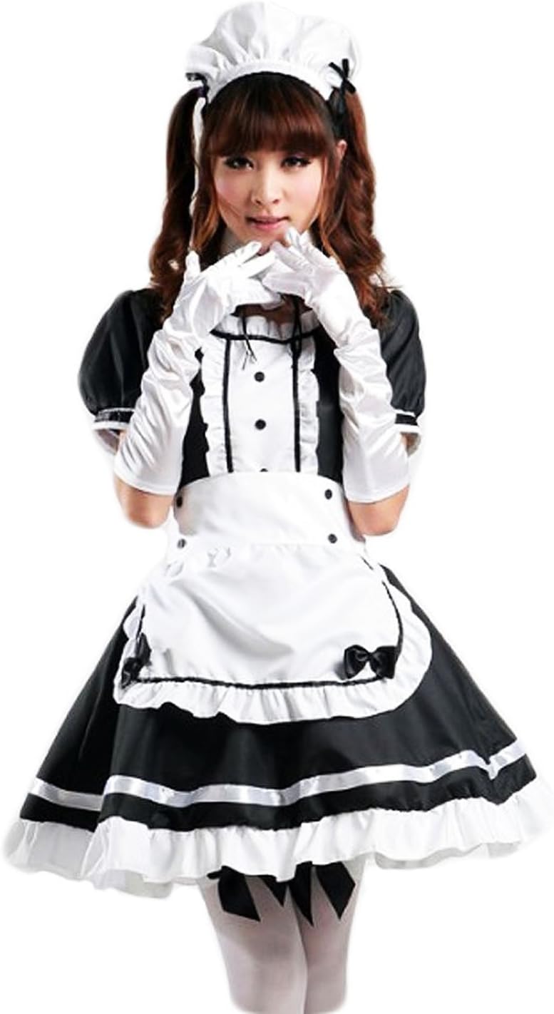 COCONEEN Women's Anime Cosplay French Apron Maid Fancy Dress Costume