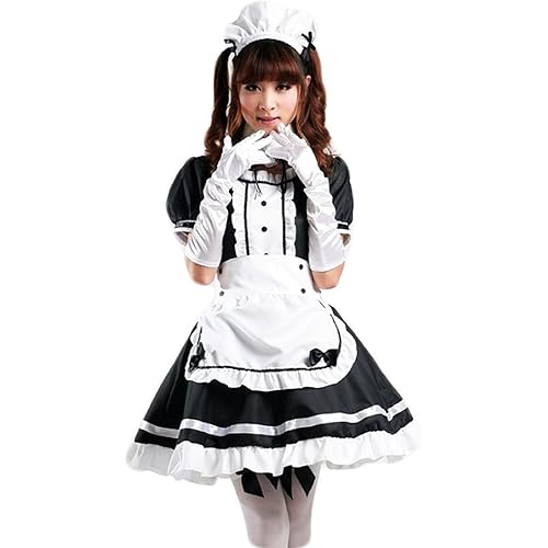 COCONEEN Women's Anime Cosplay French Apron Maid Fancy Dress Costume