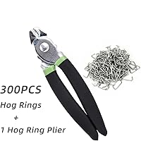 Vista 2 de Juego de alicates de anillo de cerdo con 300 anillos de cerdo de acero galvanizado de 3/4 pulgadas, kit de alicates de anillo de cerdo doblados