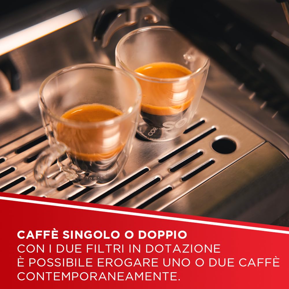 Polti Coffea G50S, Macchina da Caffè con Macina Grani Integrato, per Espresso e Cappuccino, 30 Livelli di Macinatura, Steamymilk Professionale per Montare il Latte, Argento