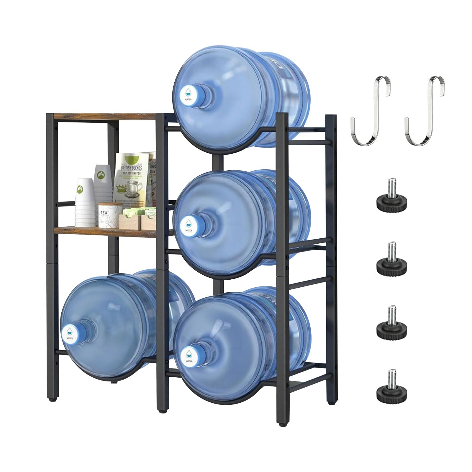 Nucelit Space Saving Vertical Water Bucket Holder Three Layer Featuring Rollers for Household and Use Carbon Steel Rack Sturdy
