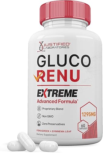Gluco Renu Extreme 1295MG Glyco Support Píldoras Fórmula Advacned Gluo Renew Soporte de glucógeno formulado con cúrcuma berberina resveratrol ajo,