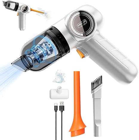 Zivantix Handheld Vacuum Cordless, USB Rechargeable Car Vacuum Cleaner, 8000PA Strong Suction, Low Noise Portable Hand Held White