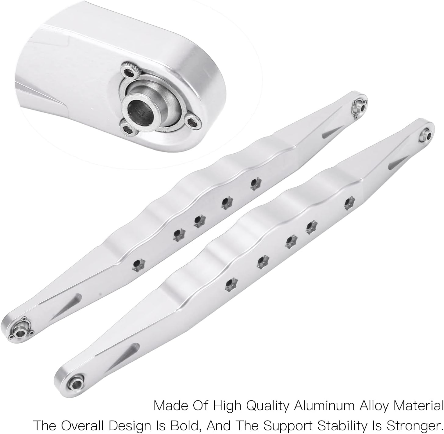 2pcs RC Aluminum Alloy Rear Lower Trailing Arms for Super Baja Rey 2.0 1/6 RC Short Course Off Road Car(Silver)