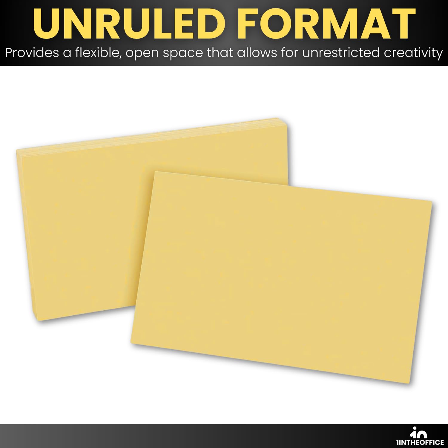 1InTheOffice Tarjetas de índice amarillo canario sin rayas de 3 x 5 pulgadas, tarjetas de índice en blanco, 3 x 5 pulgadas, paquete de 300
