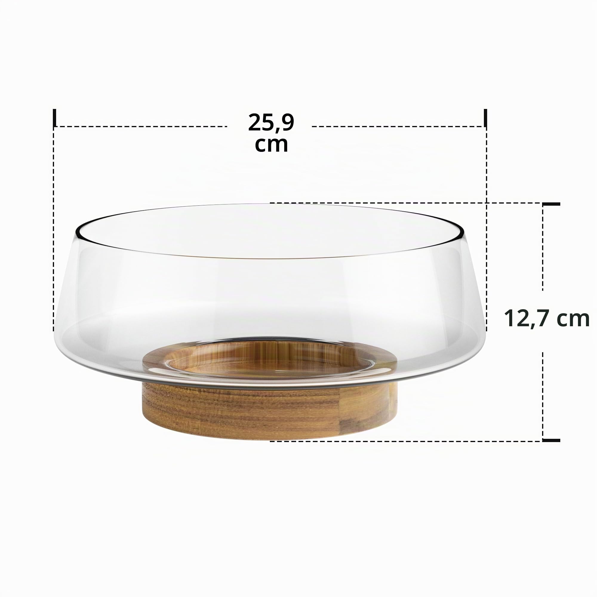 KITEISCAT Extra großes Salatschüssel-Set aus Glas – Salatschüsseln für Party mit Akazienholzboden und Salat-Servierutensilien – elegantes und praktisches Muss für die Küche