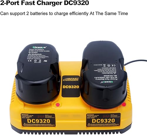 Miniatura 4 de Biswaye Cargador de batería dual de 7.2V-18V DC9320 compatible con Dewalt 7.2V-18V NiCad NiMh Pod Estilo XRP Batería DC9098 DC9099 DW9099 DC9096