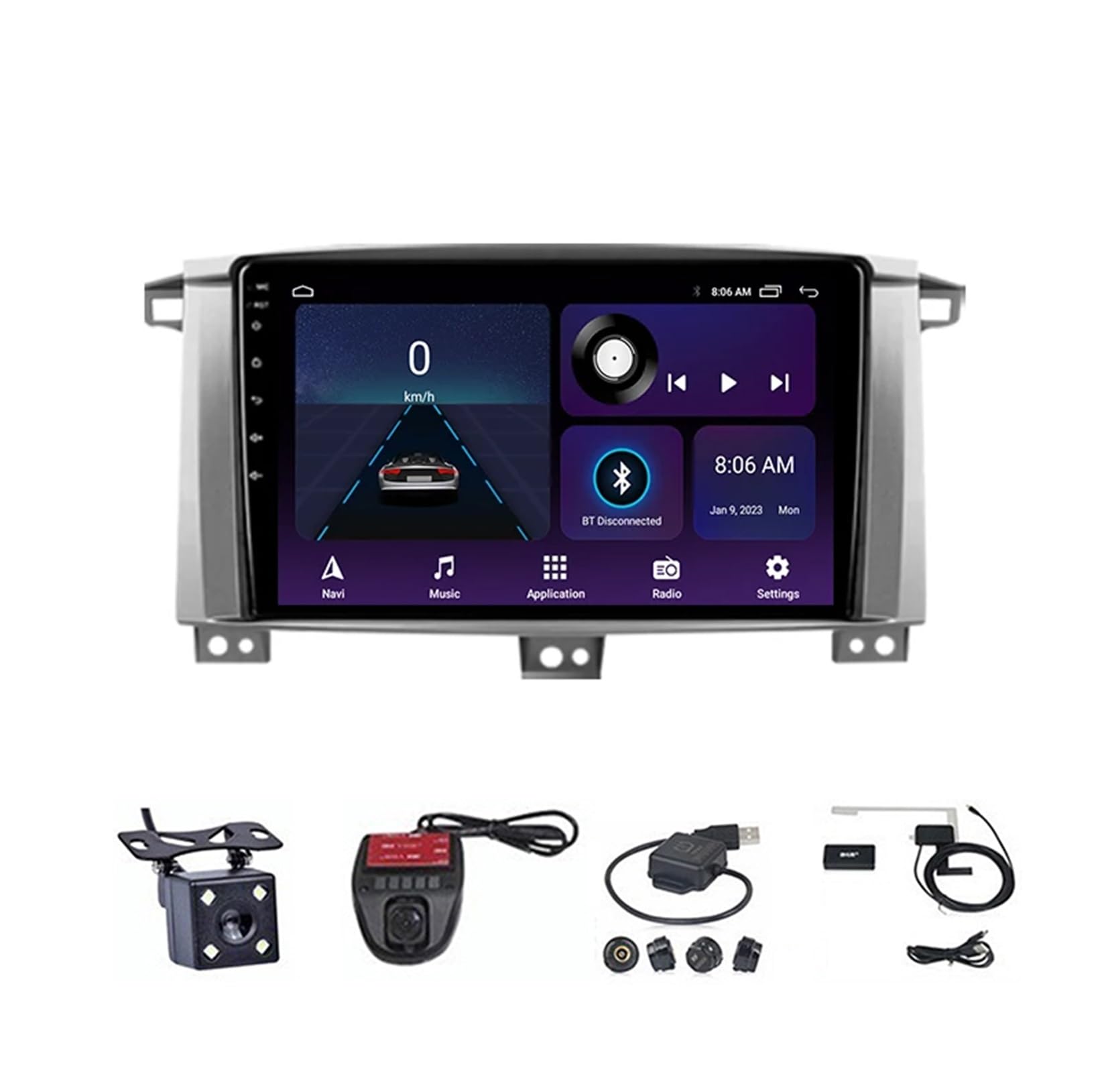 Écran tactile 9 pouces Android 12 pour Toyota LC100 avec navigation GPS intégrée et WiFi
