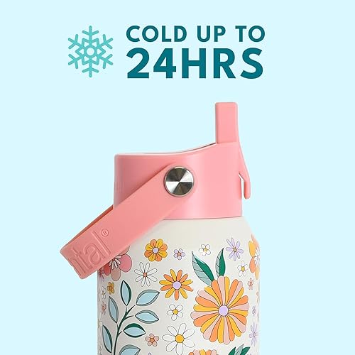 Miniatura 2 de Elemental Botella de agua aislada de 40 onzas con pajilla, botellas de agua con núcleo de acero inoxidable 100% a prueba de fugas para viajes,