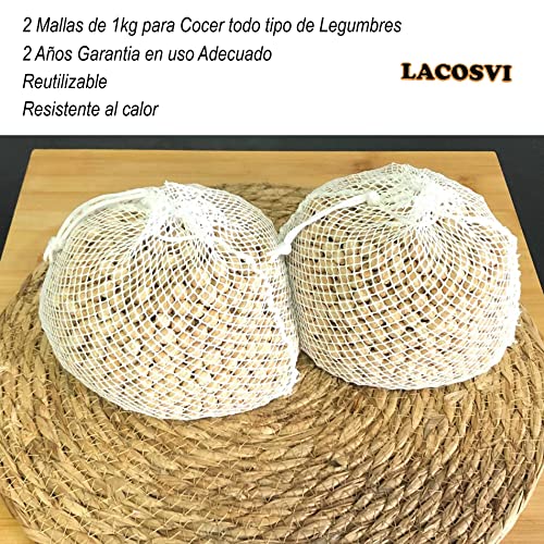 Miniatura 2 de Lacosvi Bolsa De Cocina, 20x15cm Nylon, 2 Mallas De Cocción De 1kg, Reutilizables Aptas Para Cualquier Tipo De Olla A Presión Para Cocinar Legumbres, Garbanzos Disfruta De Cocinar Un Delicioso Cocido