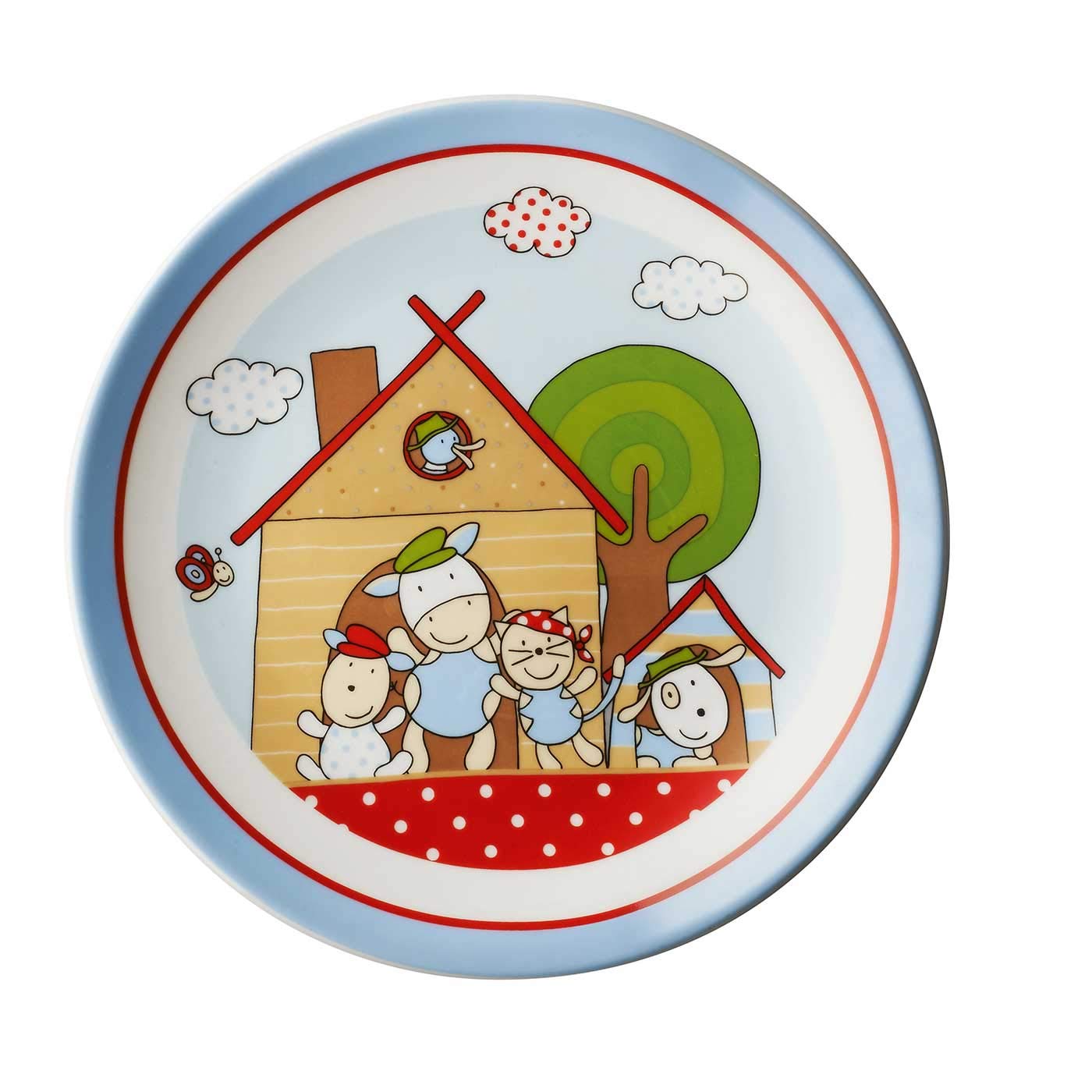 Puresigns Kindergeschirr Set FERME - Bezauberndes 7-teiliges Geschirrset im Bauernhof-Look für Kinder - kindgerecht & spülmaschinenfest Fantasievolles Besteck für kleine Entdecker