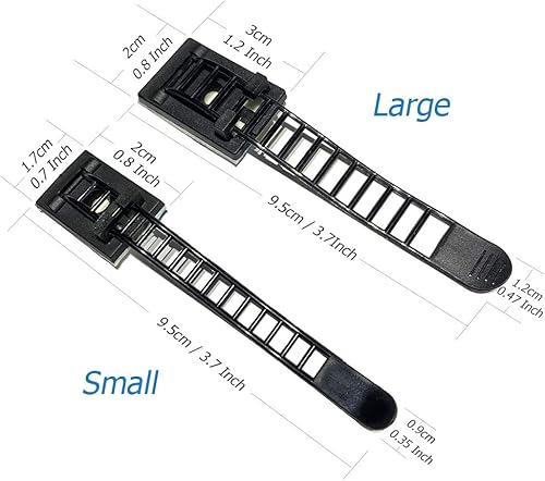 Miniatura 2 de 50 bridas adhesivas ajustables de 2 tamaños, clips para cables para organizar cables en casa y oficina + 100 bridas de nailon