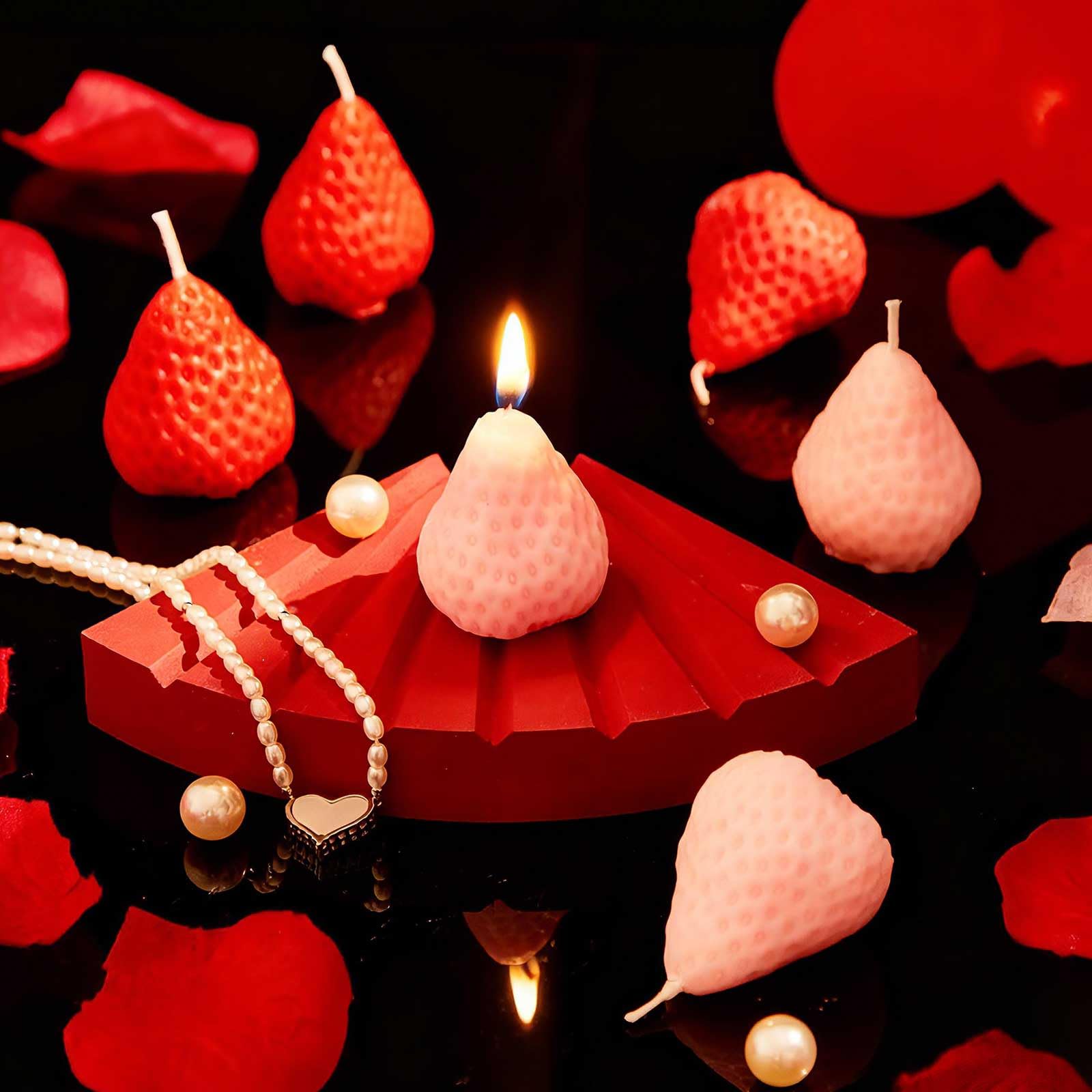 Tisancy 6 Pcs Low Temperature Candles, Romantic Valentine's Day Gifts Candles, Body Safe Wax Low Heat Dripping Play Smokeless Unscented Tea Lights for Valentine's Day Anniversaries Decor(Red, Heart)