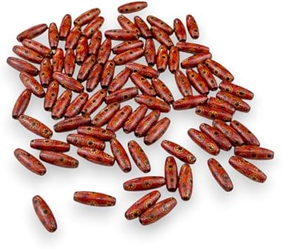 Serhat Aksesuar ve El  ilik 12 Mm Halka Desenli Bordo 22X6 MM Ah ap Boncuk 35 gr 70 ADET