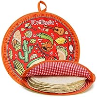 Tortillada - Tortilla Wärmer 30 cm für Mikrowelle – Tortilla Warmhaltebehälter aus Baumwolle/Polyester für Tortillas, Tacos, Roti & Chapati – Tortilla Warmhalter für Küche und Servieren – Rot