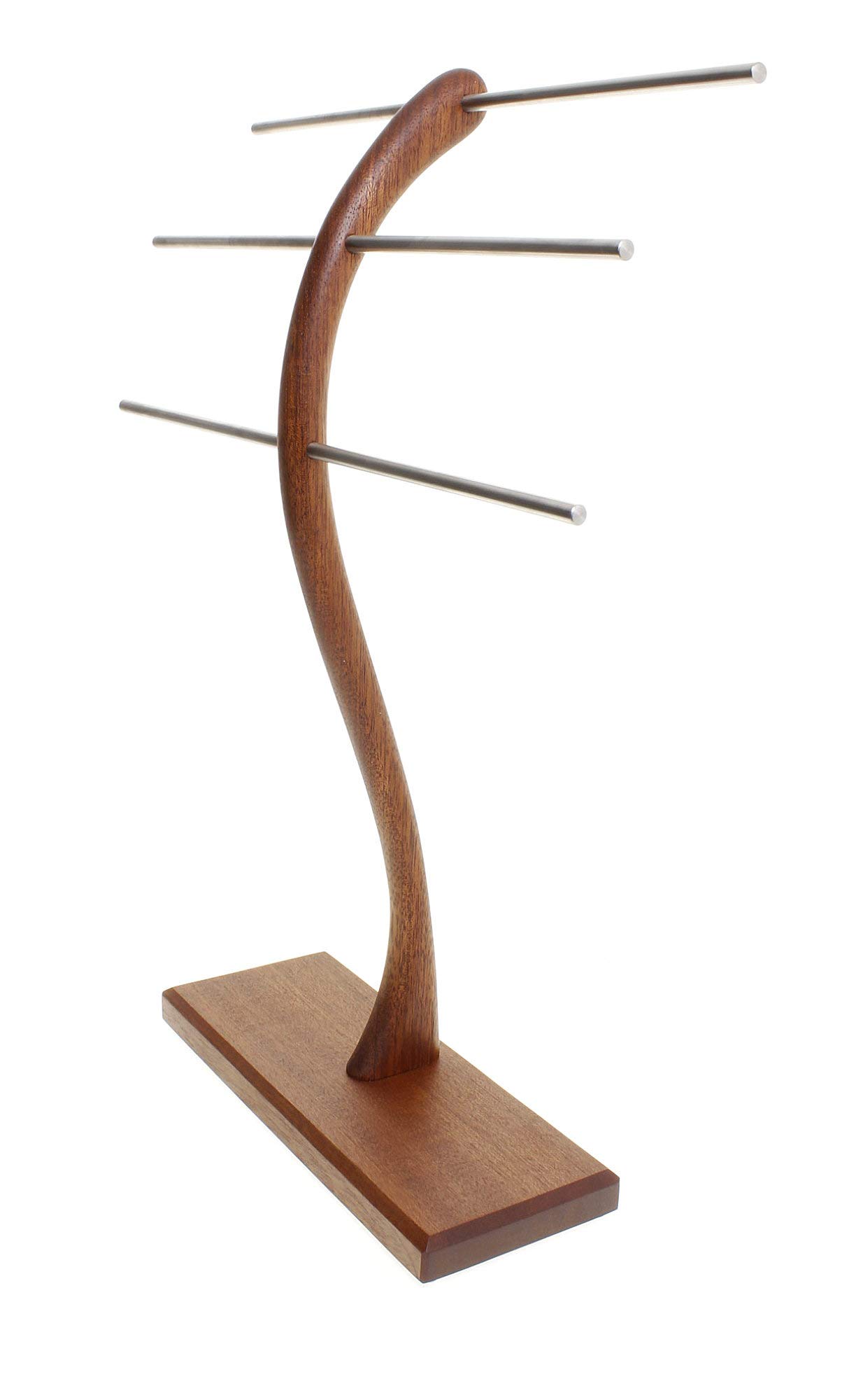 Wood-and-Steel-Design Schmuckbäumchen, Mahagoni Holz, 3 Ebenen | Schmuckständer, Schmuckhalter, Schmuckbaum